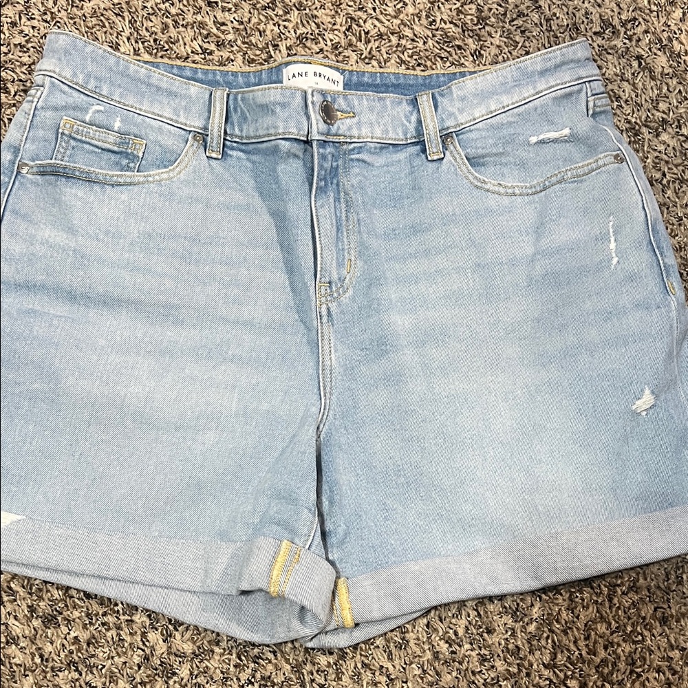 Lane Bryant Light Wash Roll-Cuff Denim Shorts